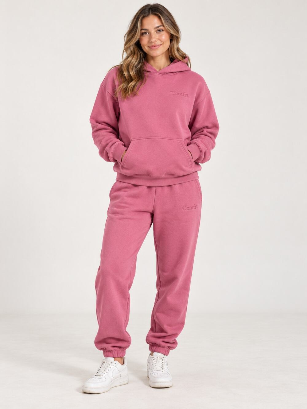 Comfrt Women’s Pink Hoodie & Jogger Sweatpants Set Size Small